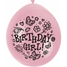 Birthday Girl Pink Balloons (x5)
